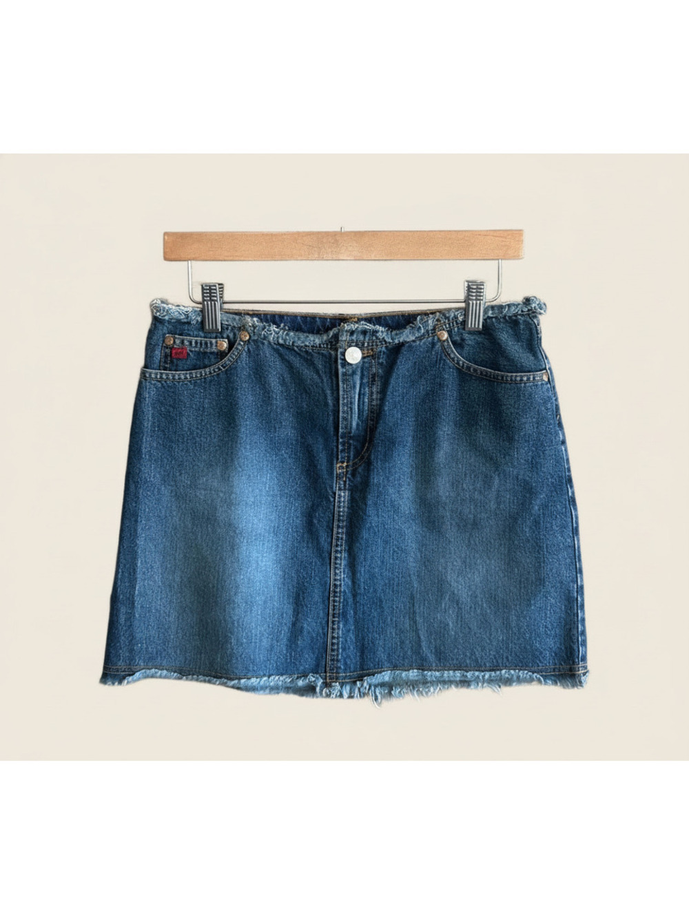 Paris Blue Vintage Y2K Denim Mini Skirt Juniors Size 7 Distressed Indie Sleeze